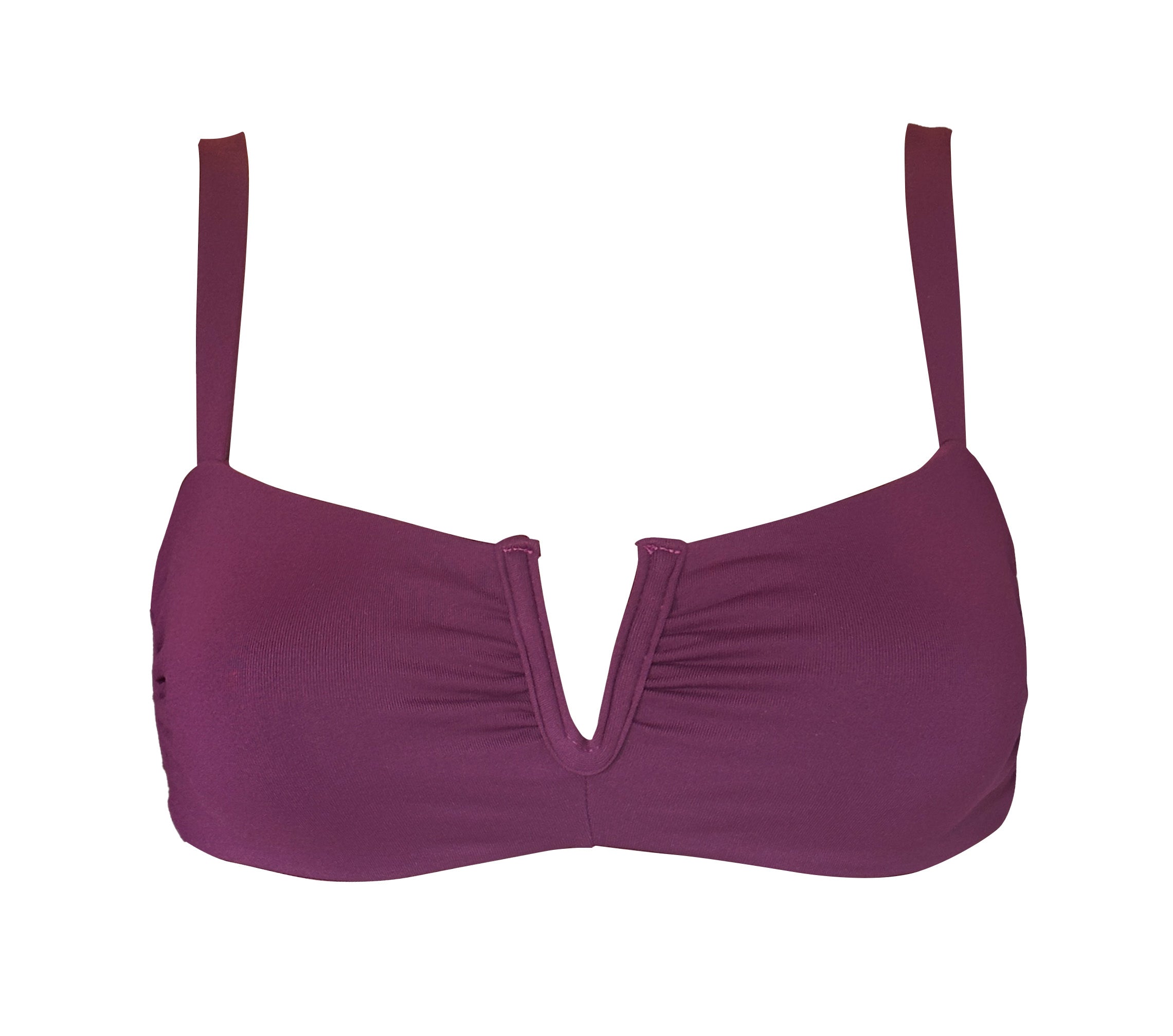 Burgundy Wine Bikini top with V cut front